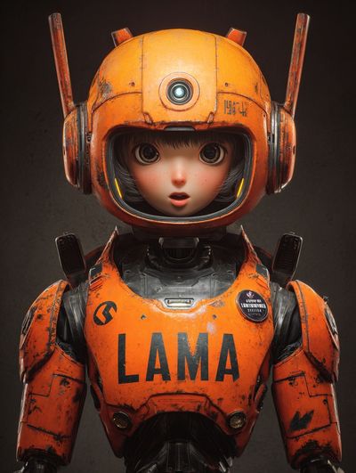 Robot Girl in Orange Armor — Digital Art Print. poster