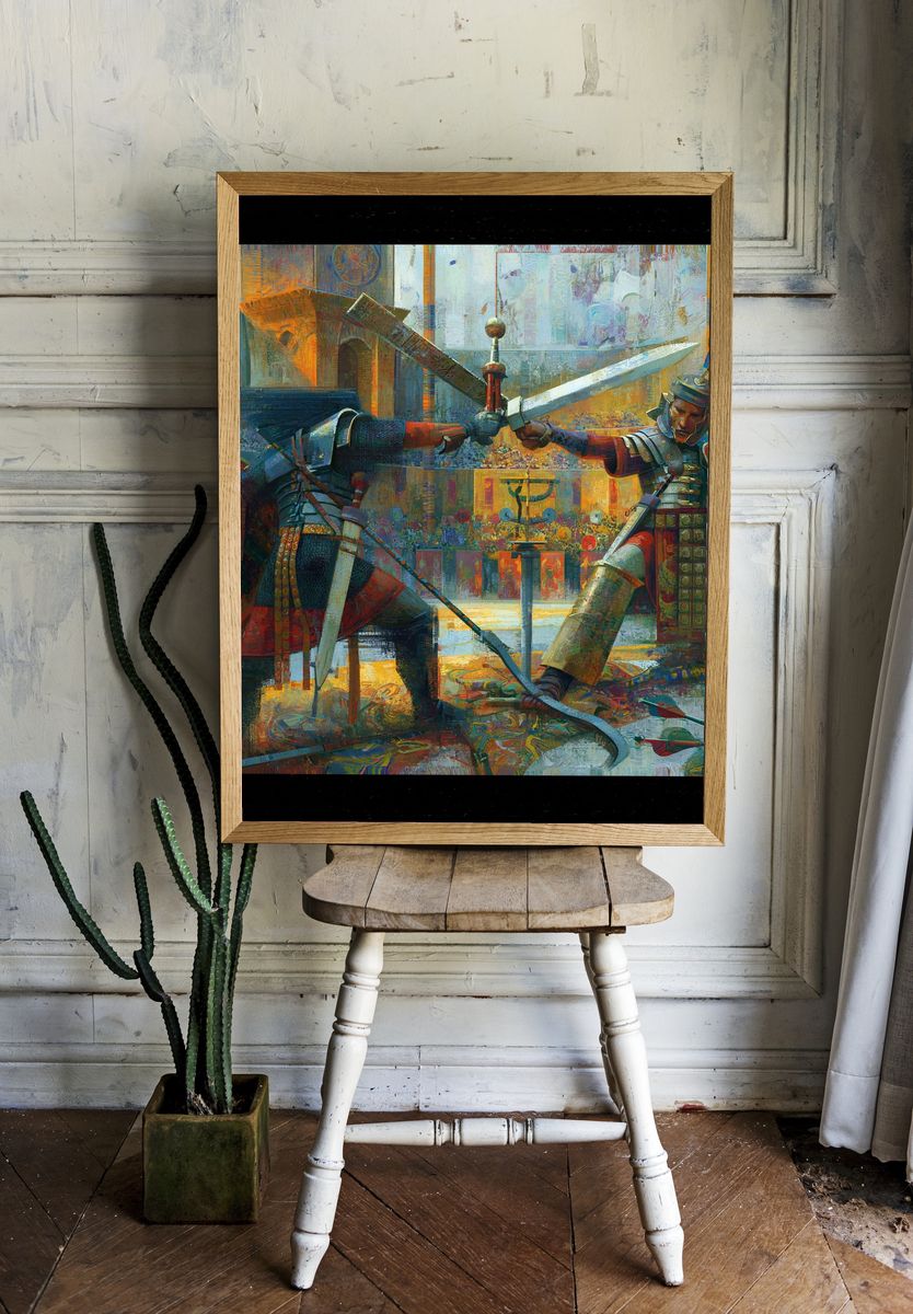 Roman Gladiators Duel Poster. room preview