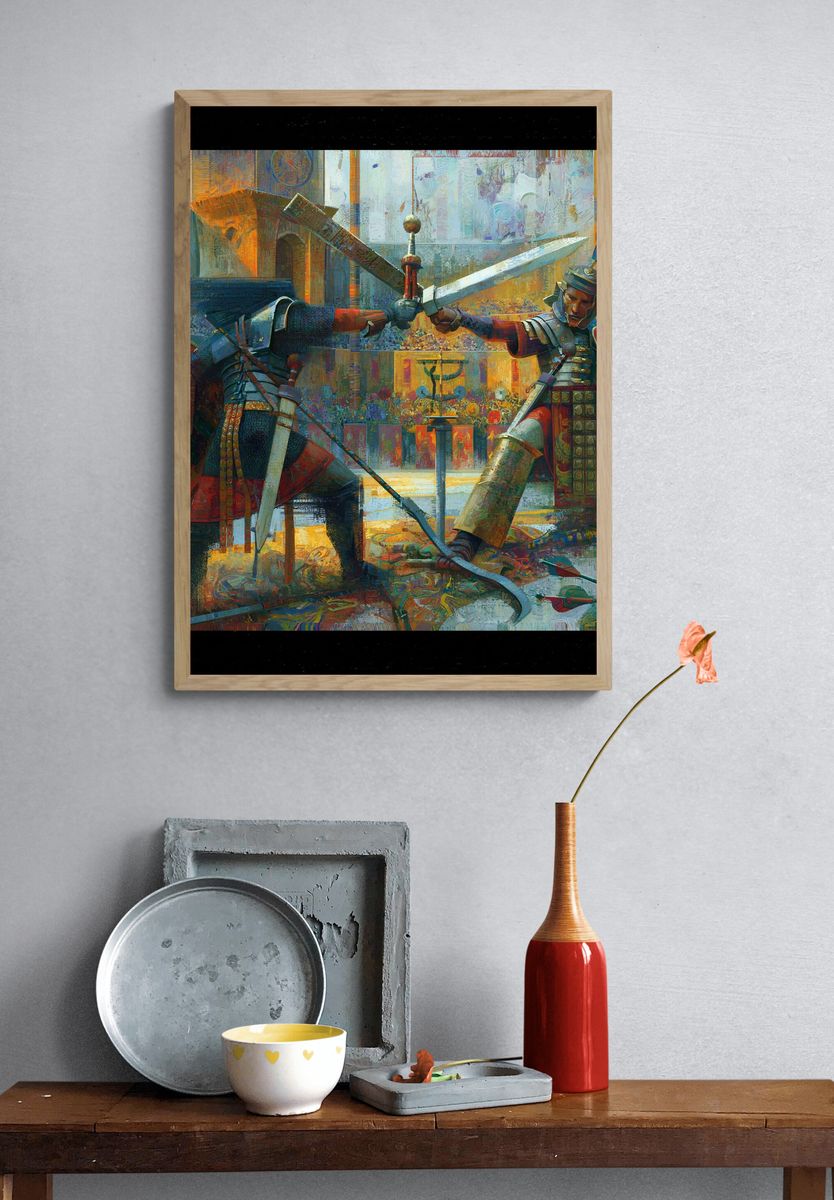 Roman Gladiators Duel Poster. — room view 3