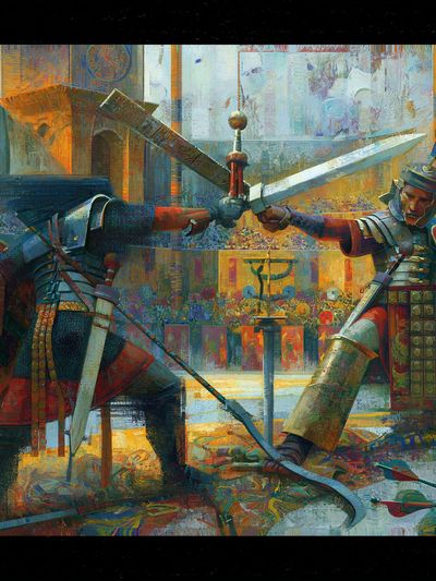 Roman Gladiators Duel Poster. poster