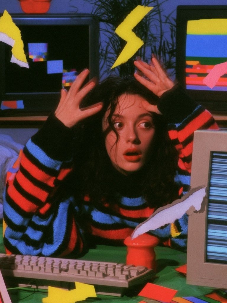 Retro Glitch Girl Portrait Poster. poster — fine-art art