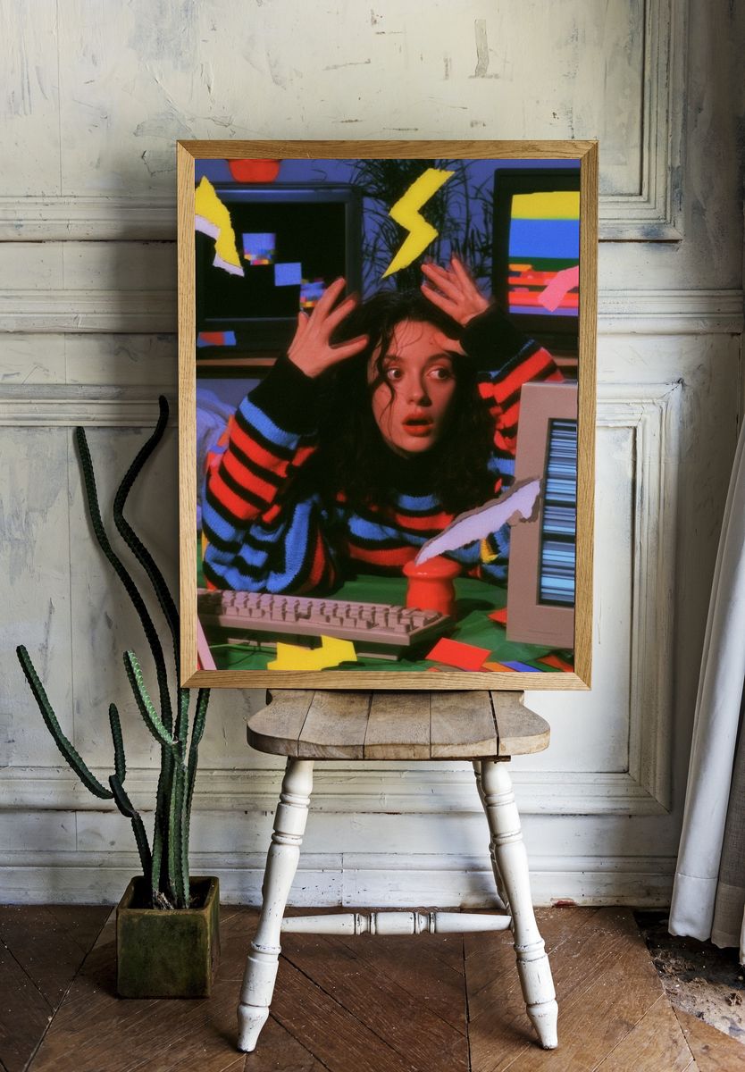 Retro Glitch Girl Portrait Poster. room preview