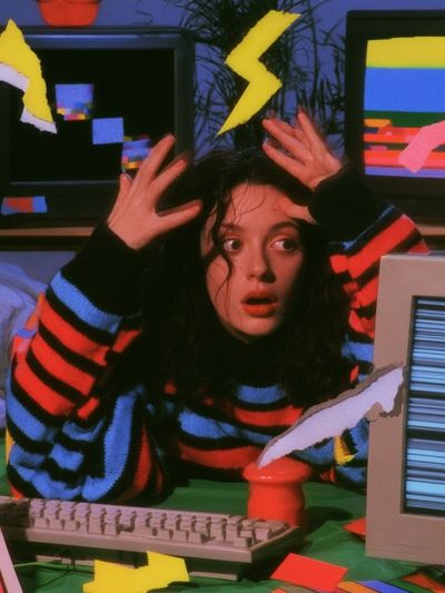 Retro Glitch Girl Portrait Poster.
