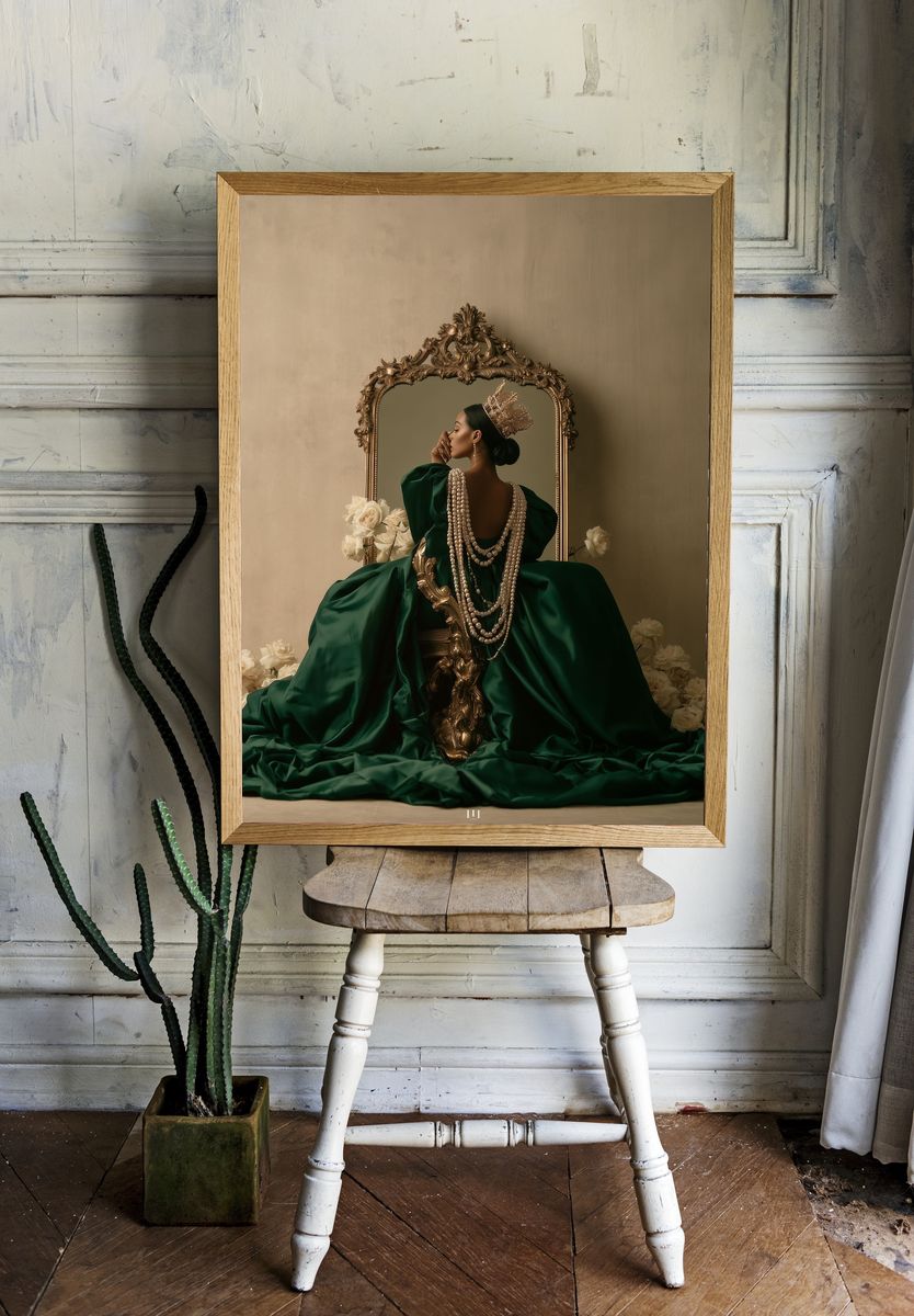 Regal Green Portrait Photography Poster. — room view 1
