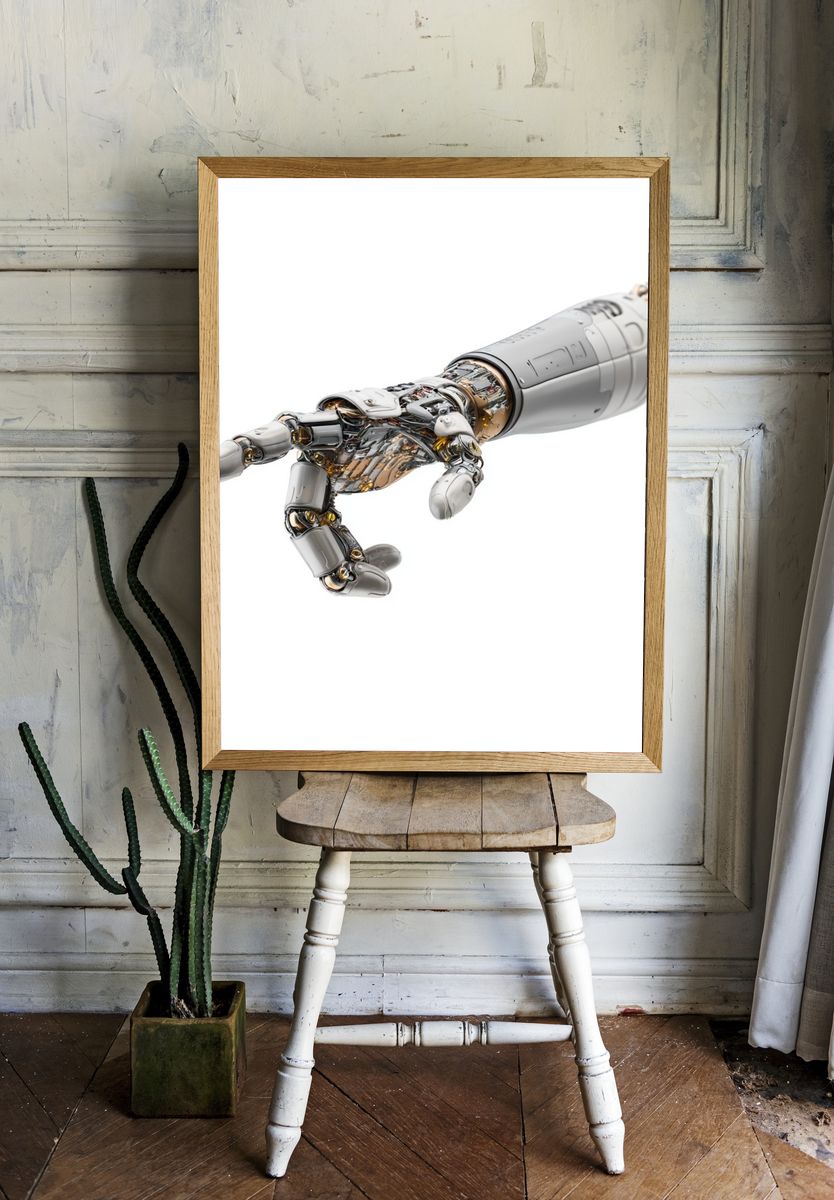 Robotic Hand Illustration Poster. — room view 1