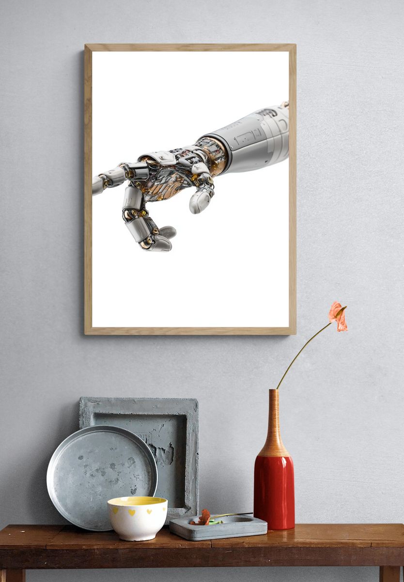 Robotic Hand Illustration Poster. — room view 3