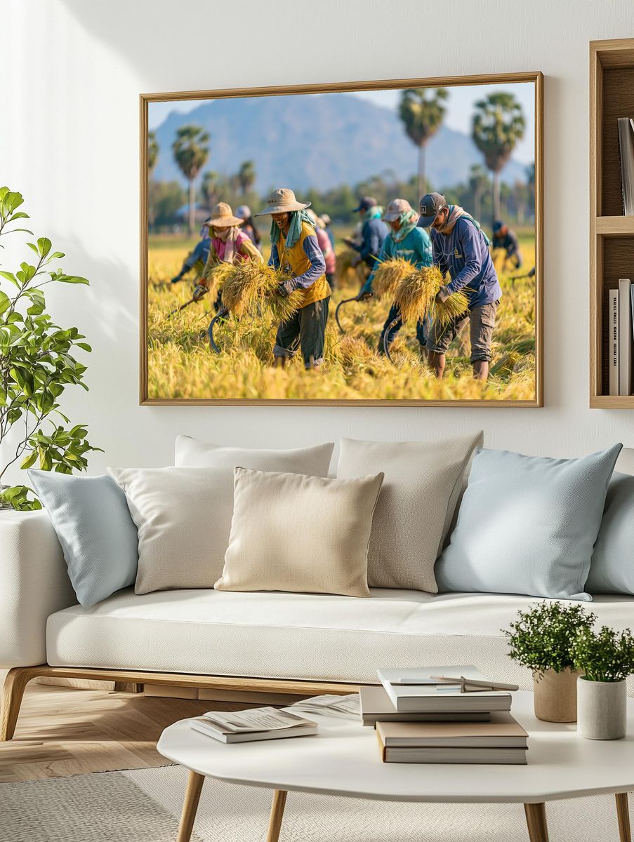 Rice Harvest Field Photography Poster. — room view 2