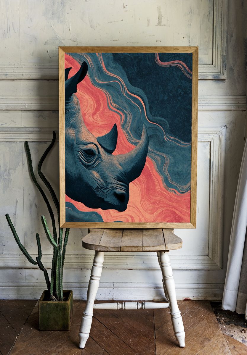 Rhino Head — Artistic Print. — room view 1