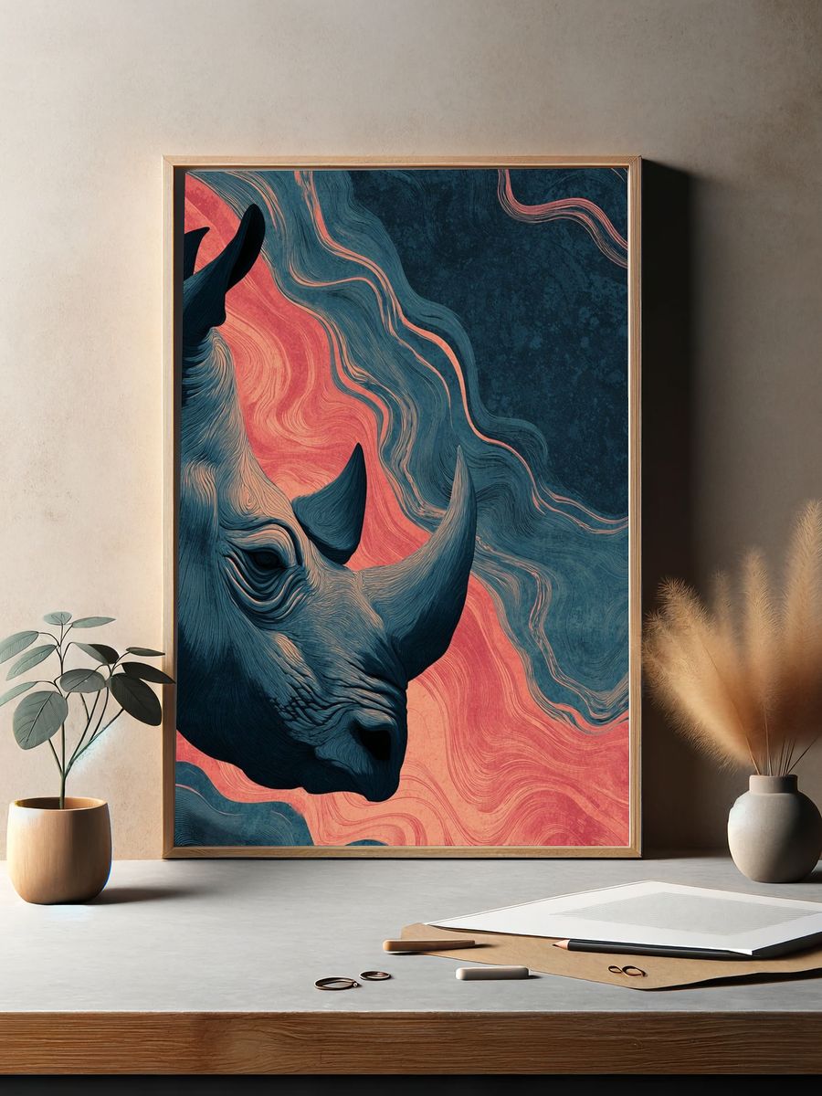 Rhino Head — Artistic Print. — room view 2