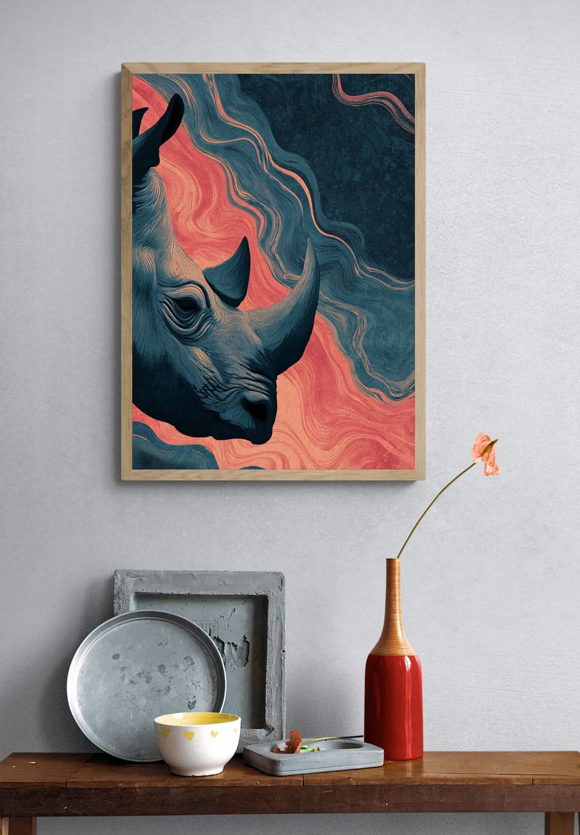 Rhino Head — Artistic Print. — room view 3