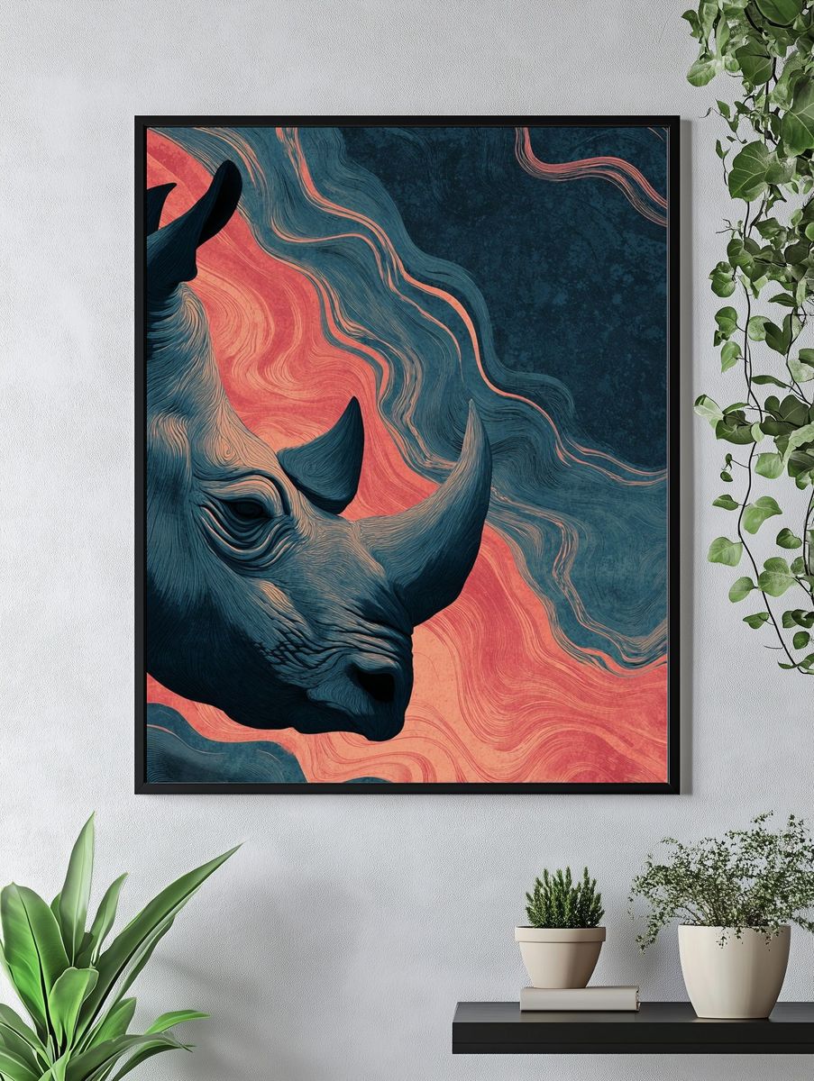 Rhino Head — Artistic Print. — room view 4