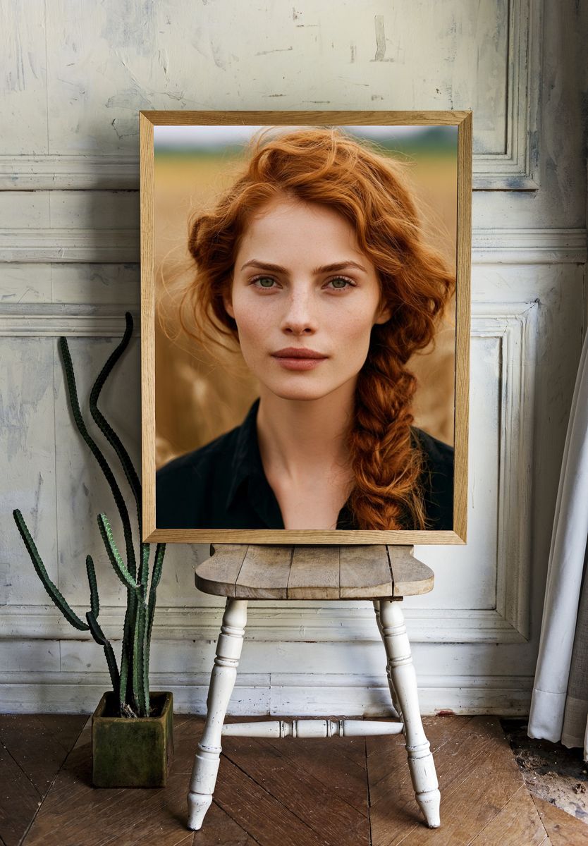 Red-Haired Portrait Photography Poster. room preview