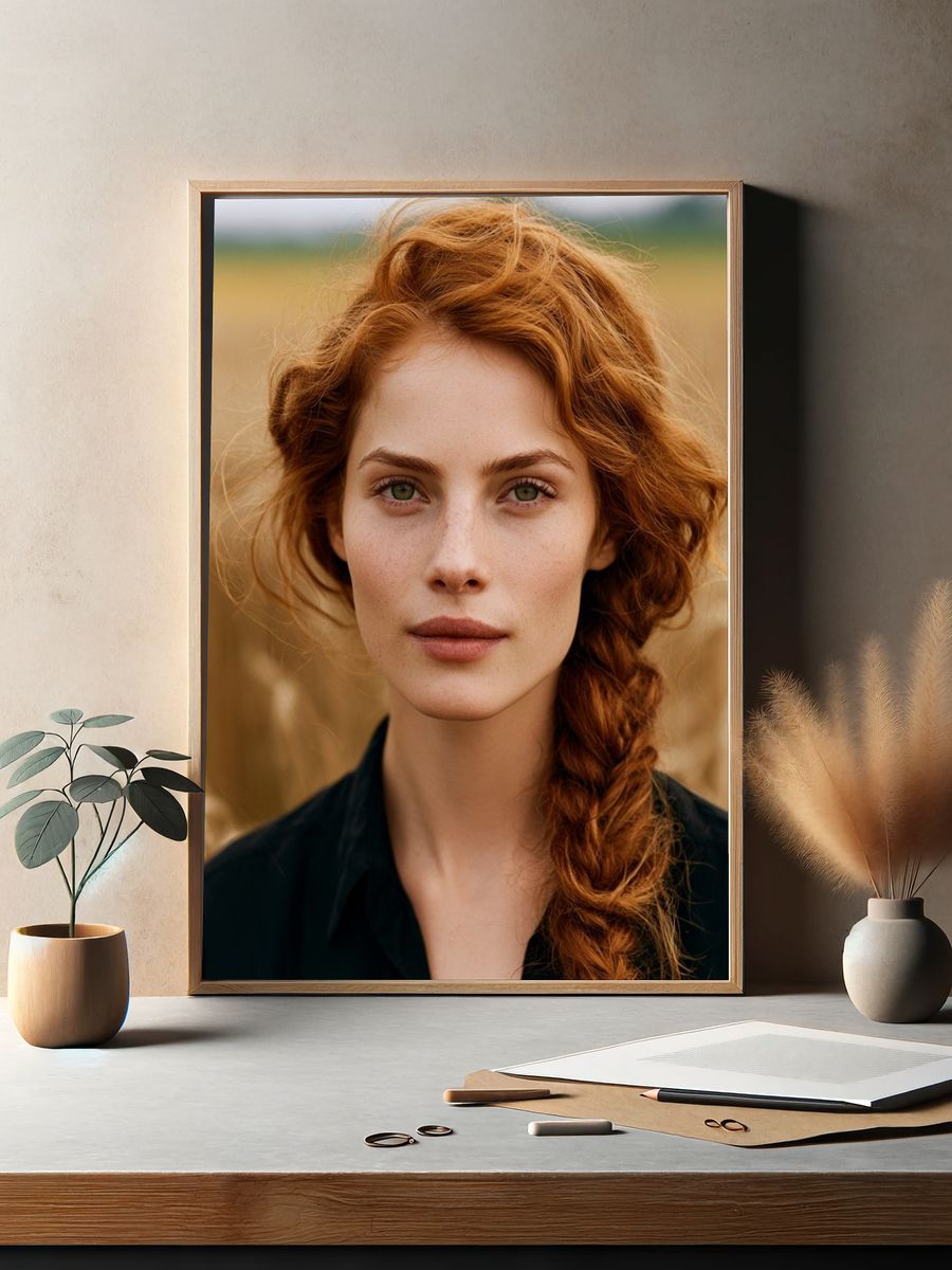 Red-Haired Portrait Photography Poster. — room view 2