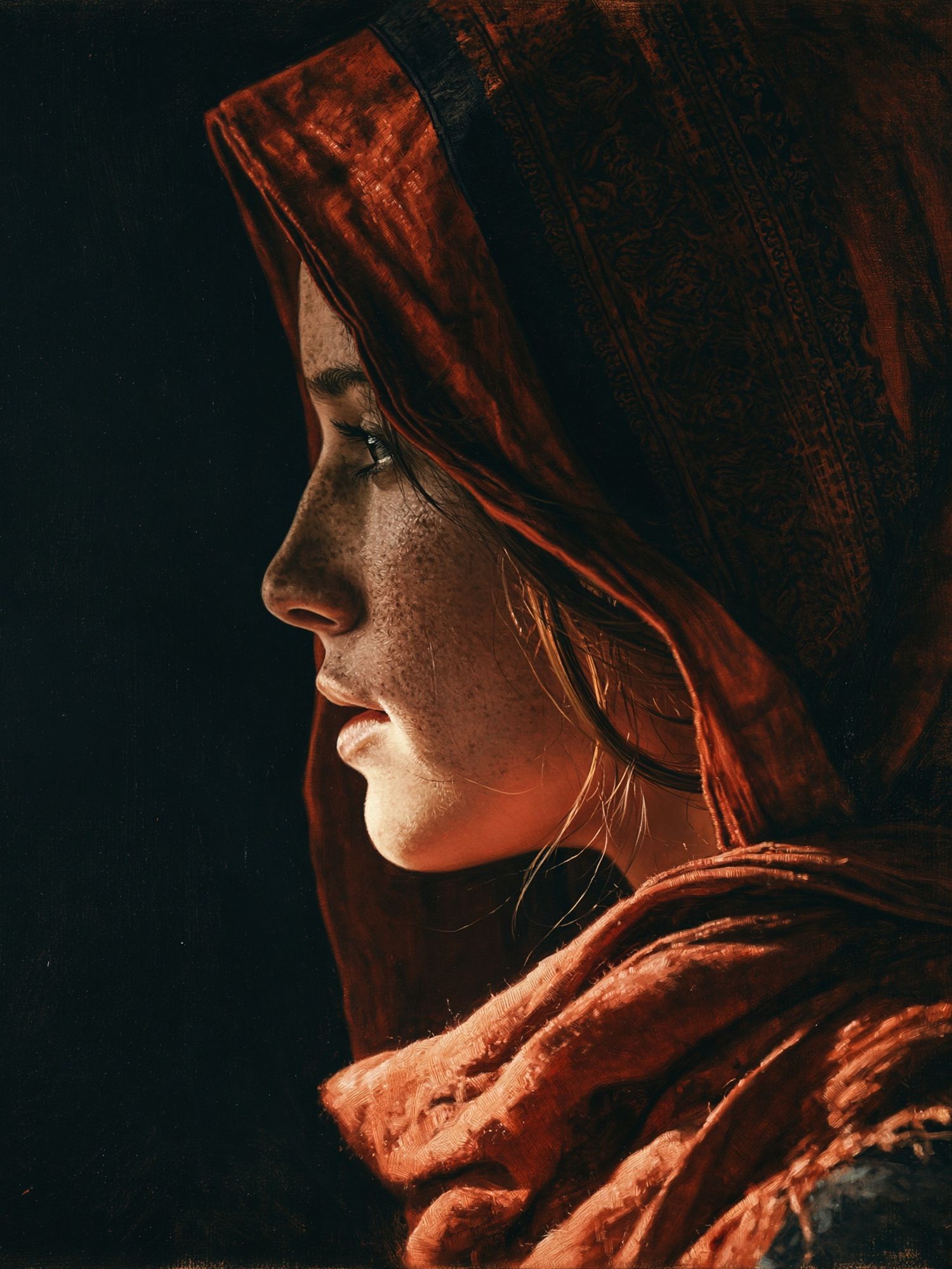 Red Hooded Portrait Photography Poster. poster — photography art