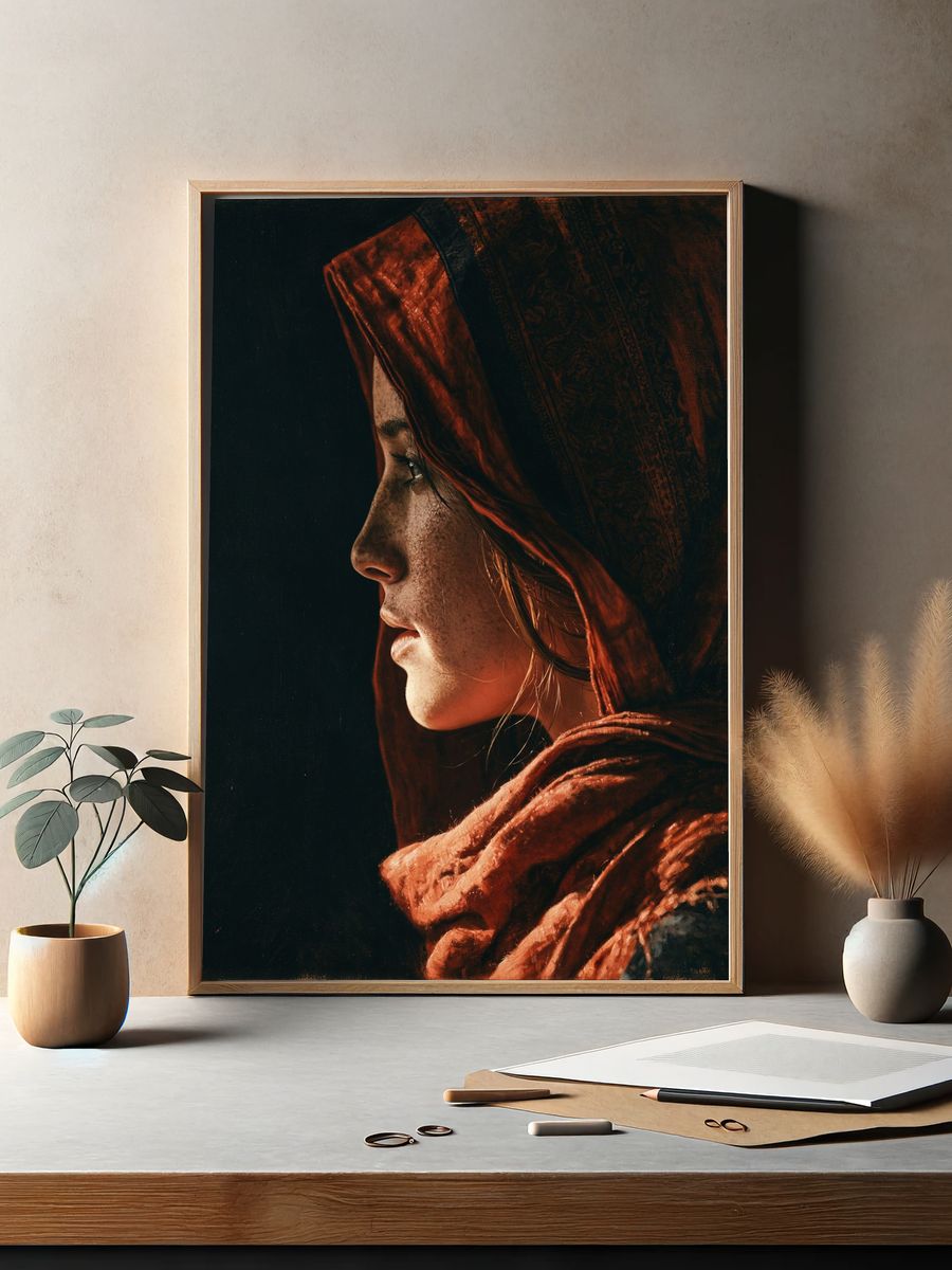 Red Hooded Portrait Photography Poster. — room view 2