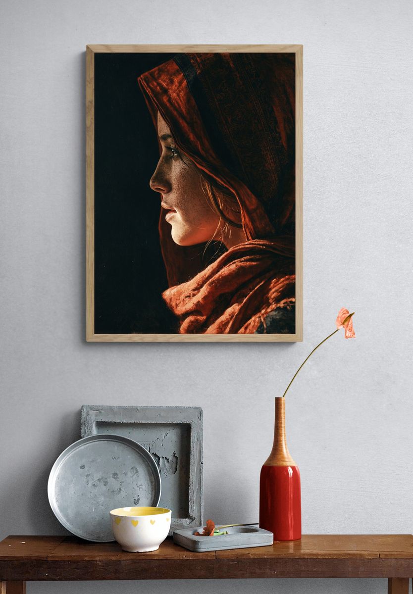 Red Hooded Portrait Photography Poster. — room view 3