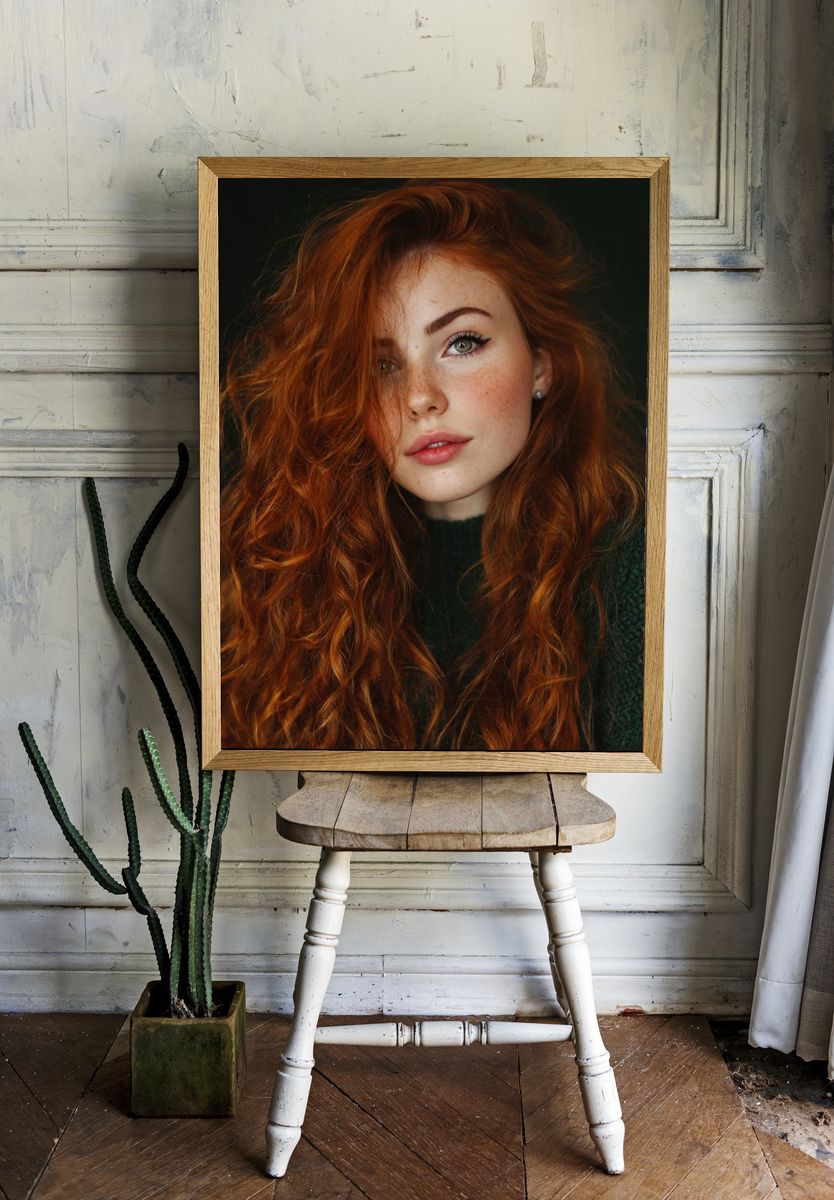Red-Haired Portrait Photography Poster. — room view 1