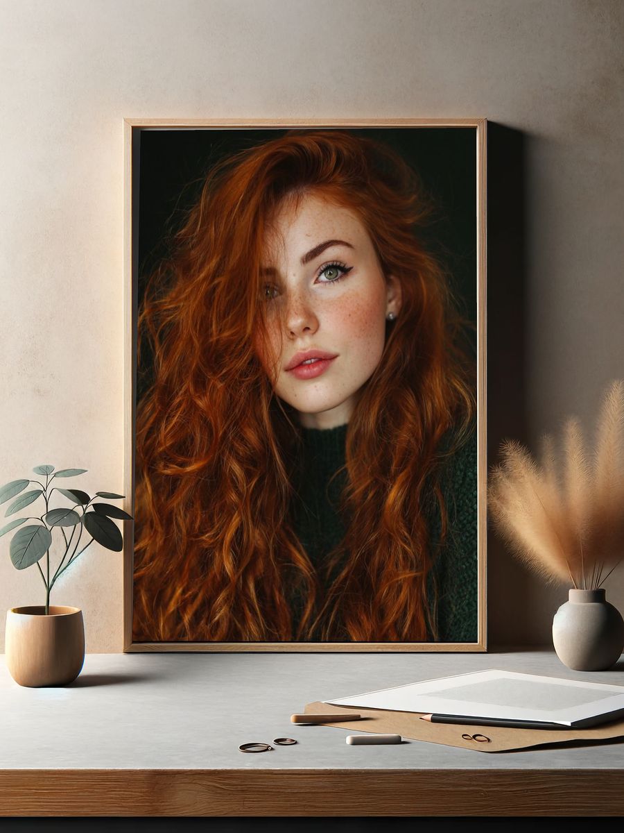 Red-Haired Portrait Photography Poster. — room view 2