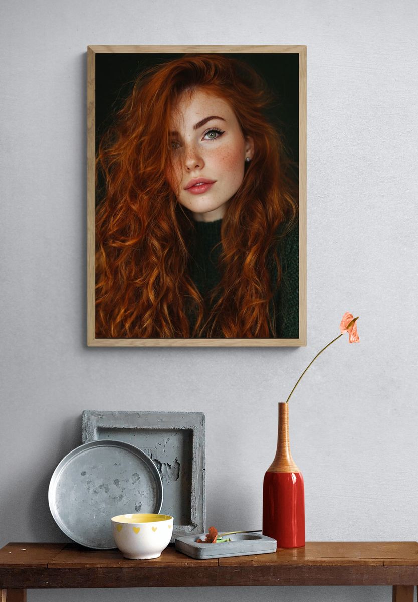 Red-Haired Portrait Photography Poster. — room view 3