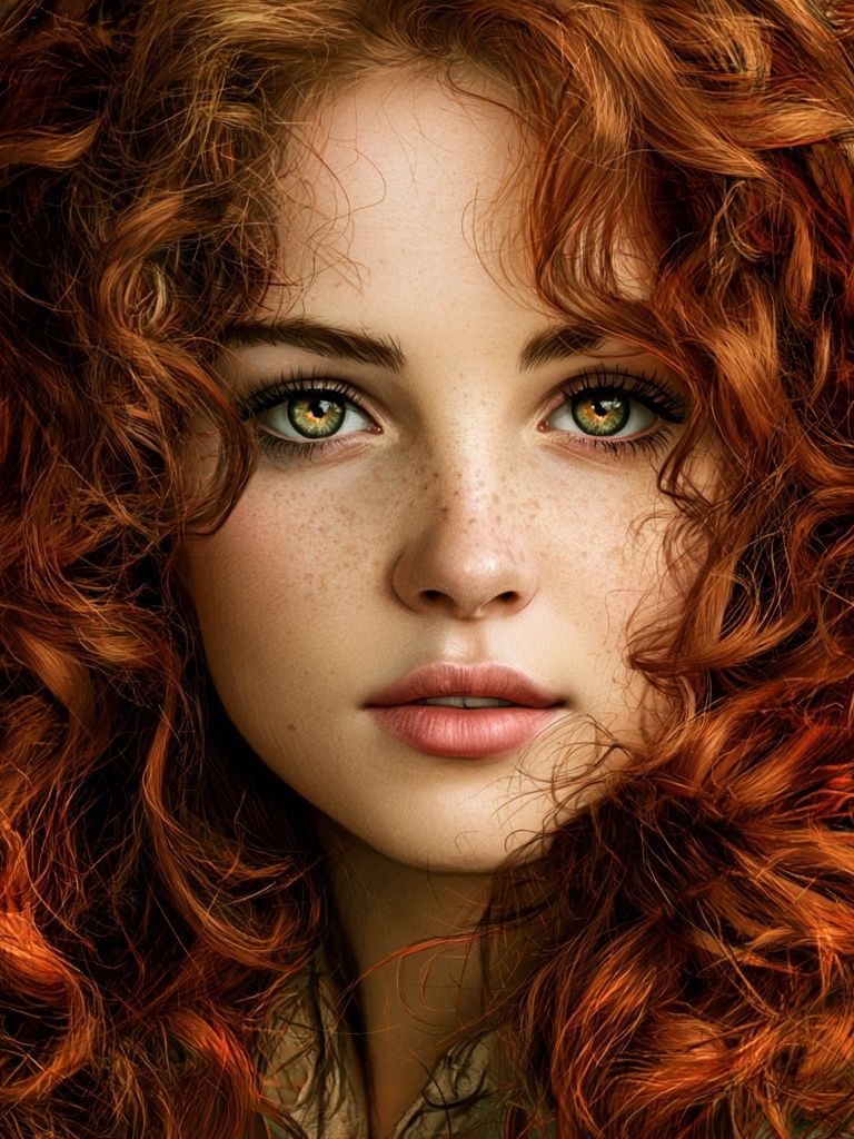 Red Curly Hair Portrait Print. poster detail