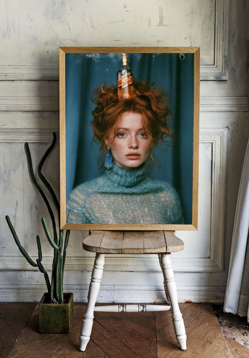 Red-Haired Portrait Photography Poster. room preview