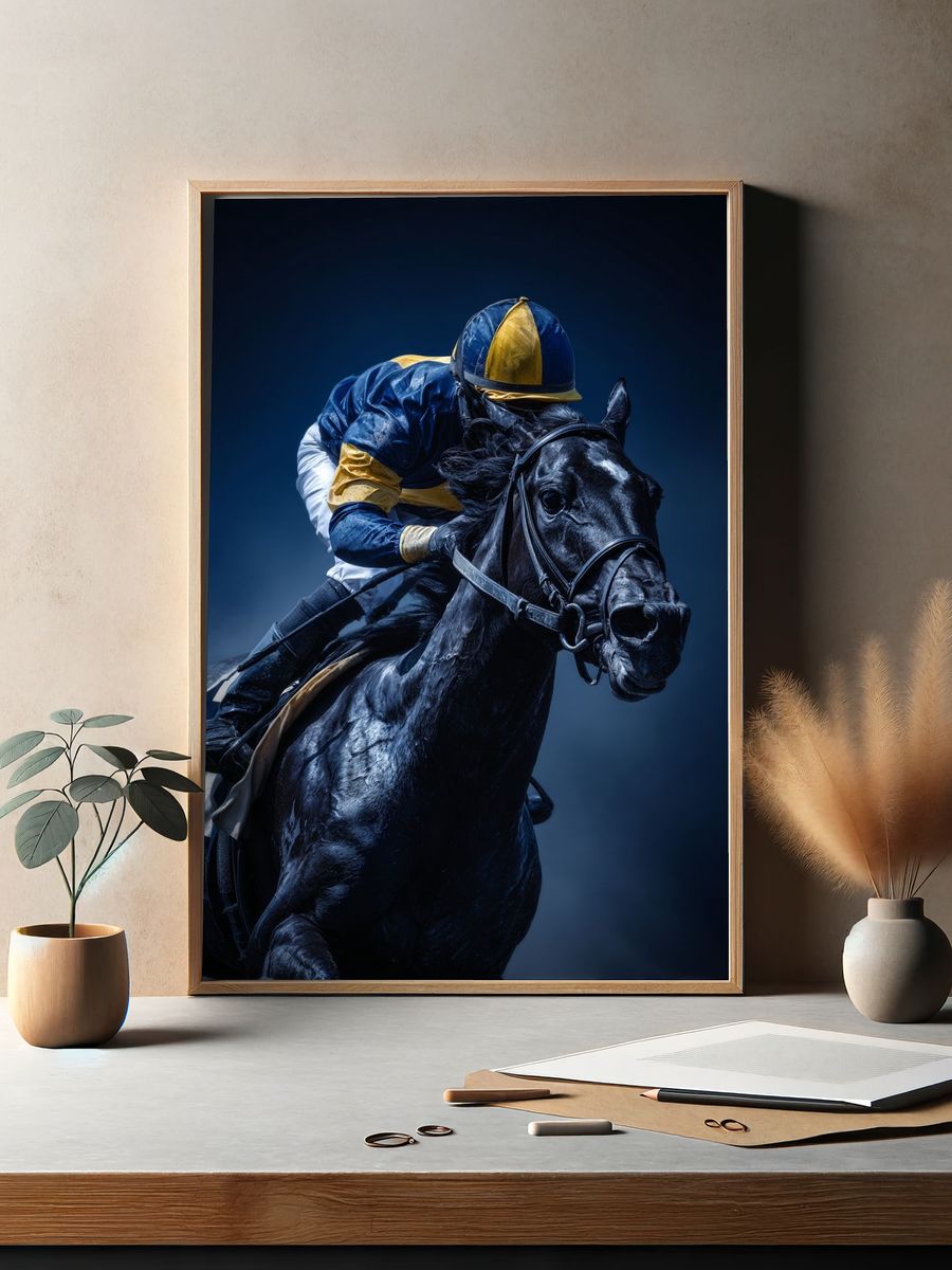 Racehorse in Motion — Photography Print. — room view 2
