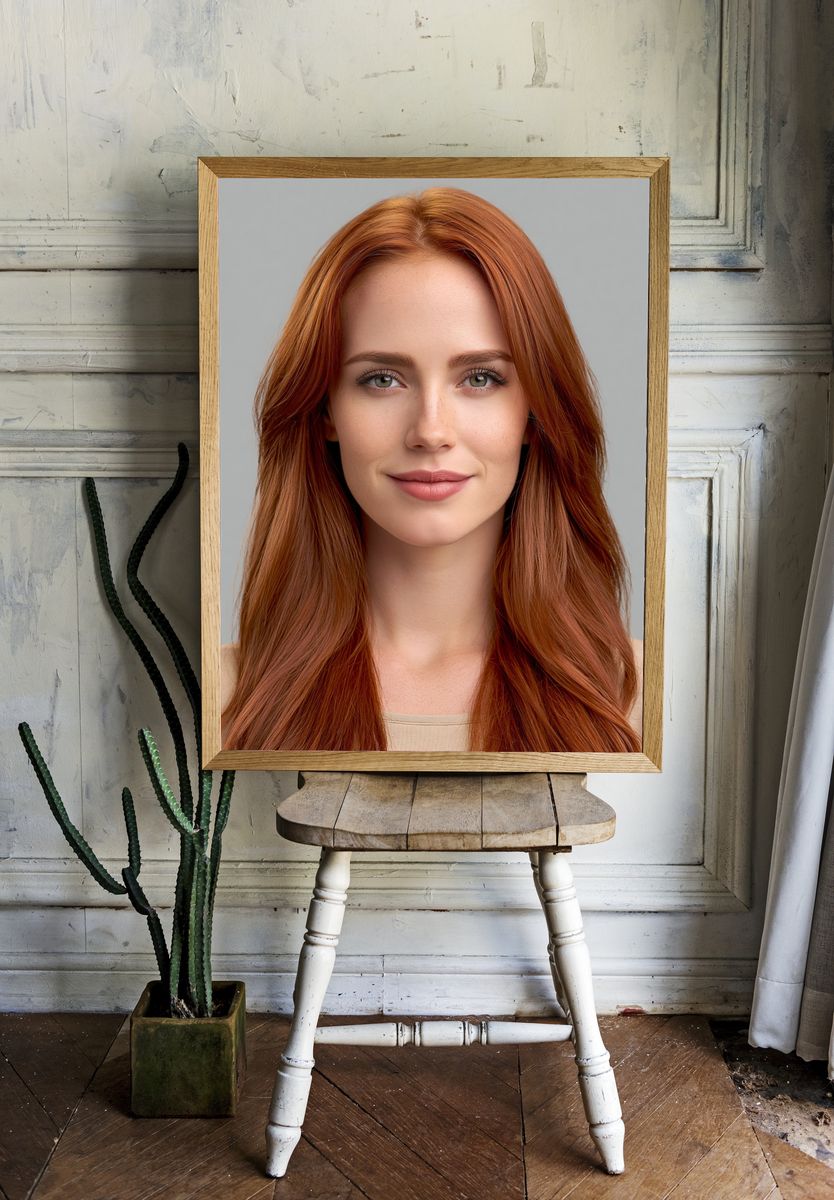 Red-Haired Portrait Photography Print. — room view 1