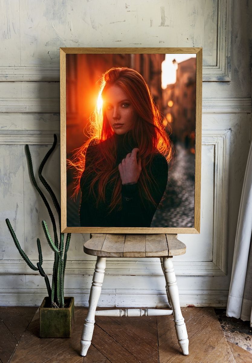 Red-Haired Portrait Photography Poster. — room view 1