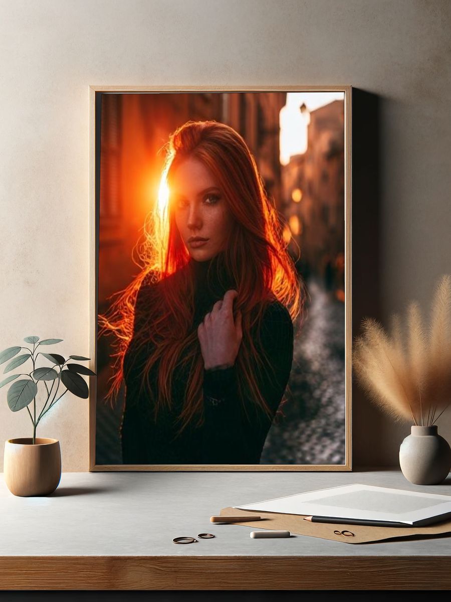 Red-Haired Portrait Photography Poster. — room view 2