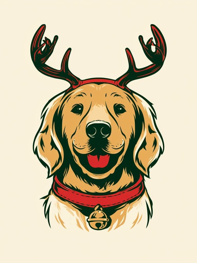 Reindeer Dog Illustration Poster. poster detail