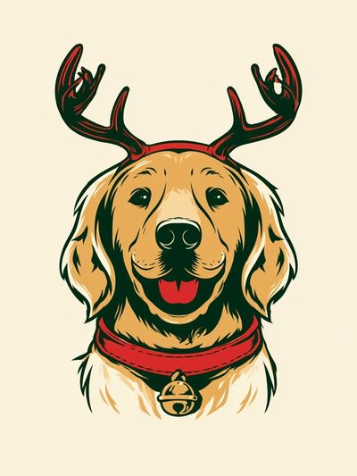 Reindeer Dog Illustration Poster. poster