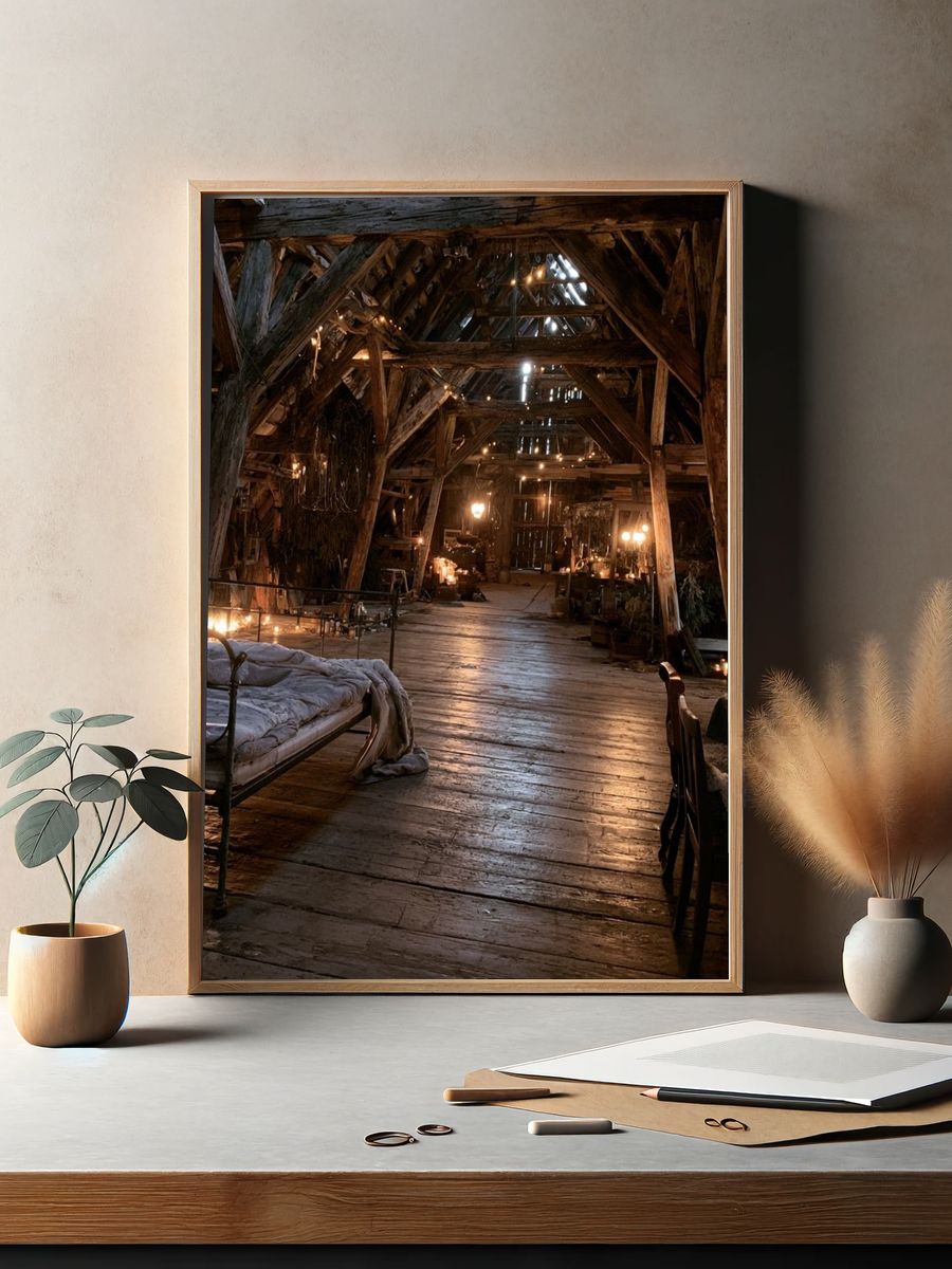Rustic Attic Interior Photography Poster. — room view 2
