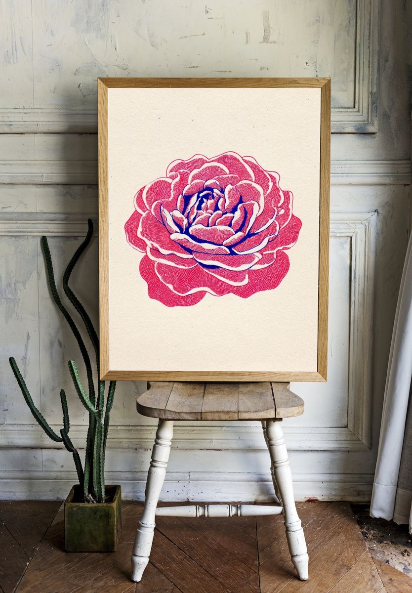 Rose Illustration Poster. — room view 1