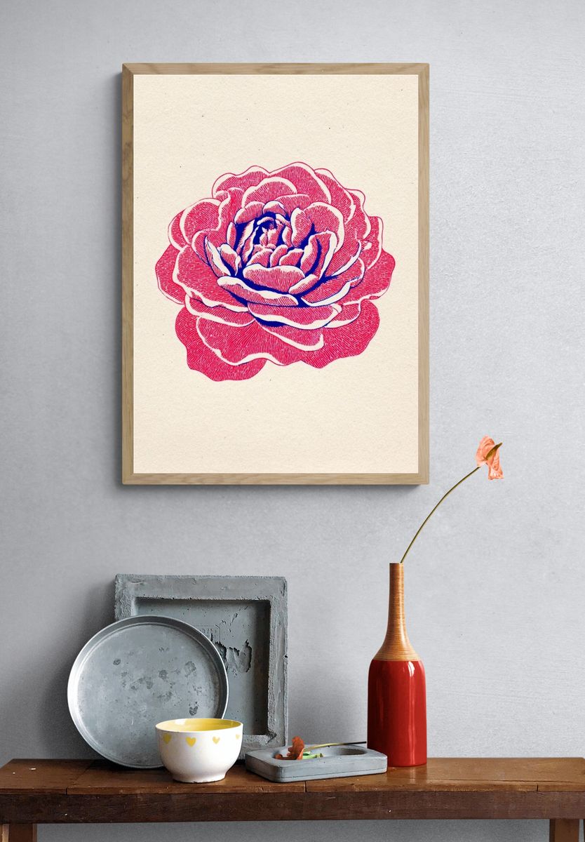 Rose Illustration Poster. — room view 3