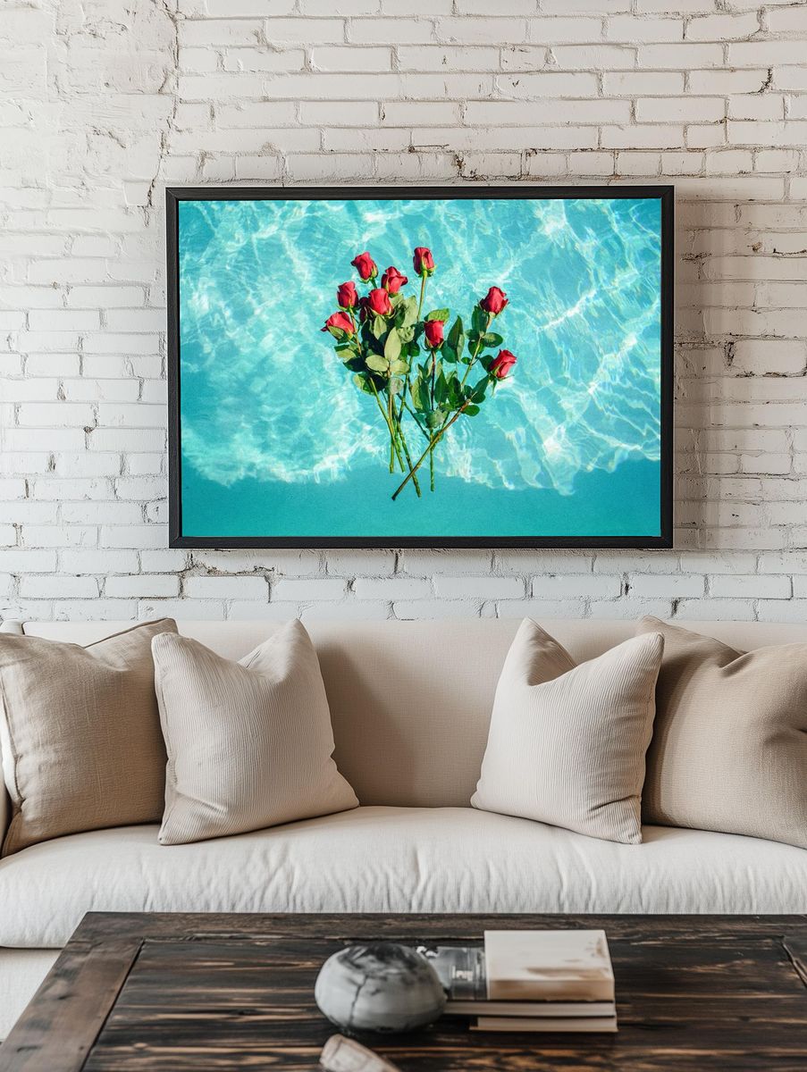 Roses in Pool — Photography Print. — room view 1