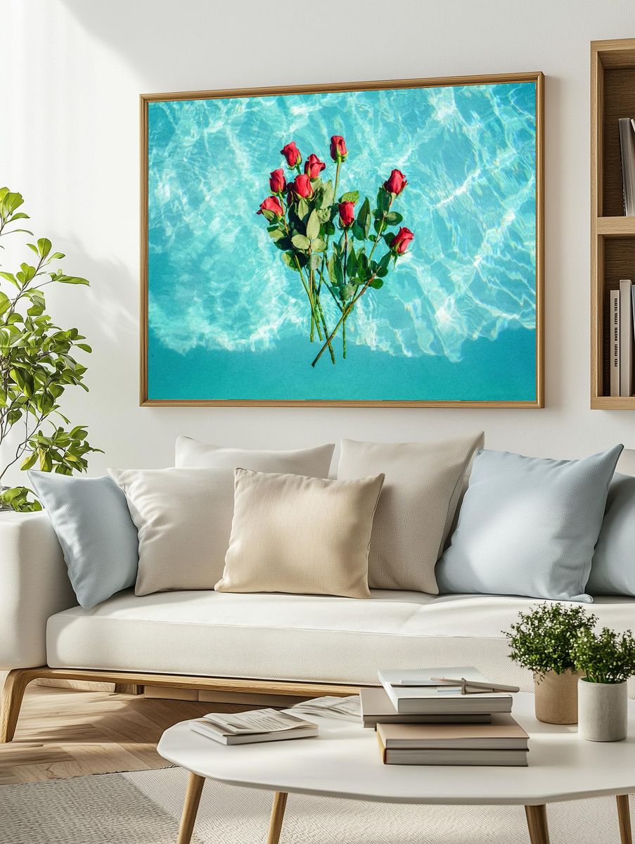 Roses in Pool — Photography Print. — room view 2