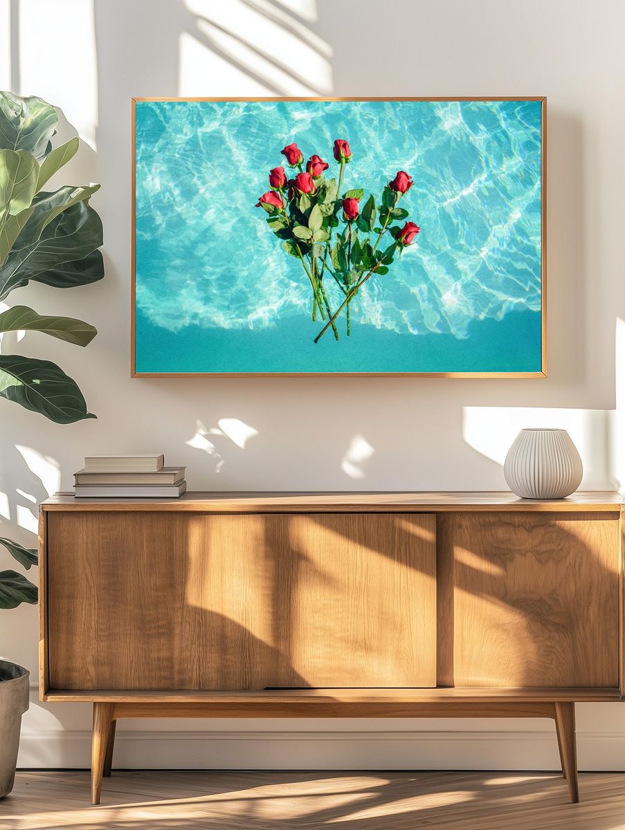 Roses in Pool — Photography Print. — room view 3