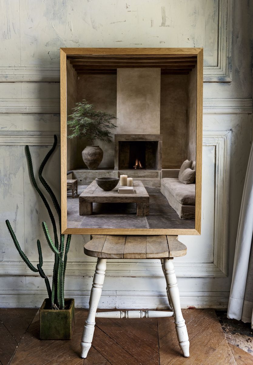 Rustic Earth-Tone Interior Photography Poster. — room view 1