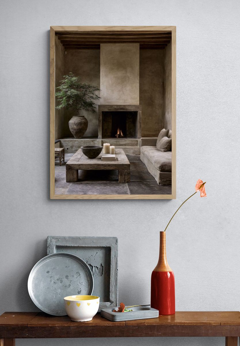 Rustic Earth-Tone Interior Photography Poster. — room view 3