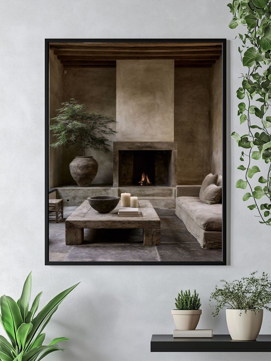 Rustic Earth-Tone Interior Photography Poster. — room view 4