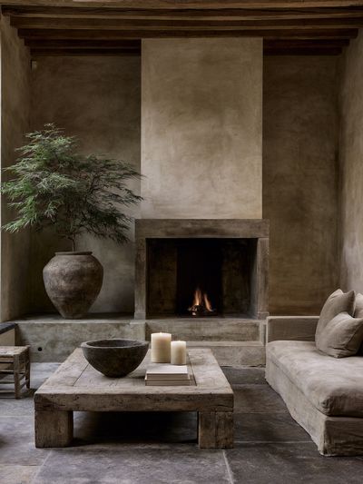 Rustic Earth-Tone Interior Photography Poster.