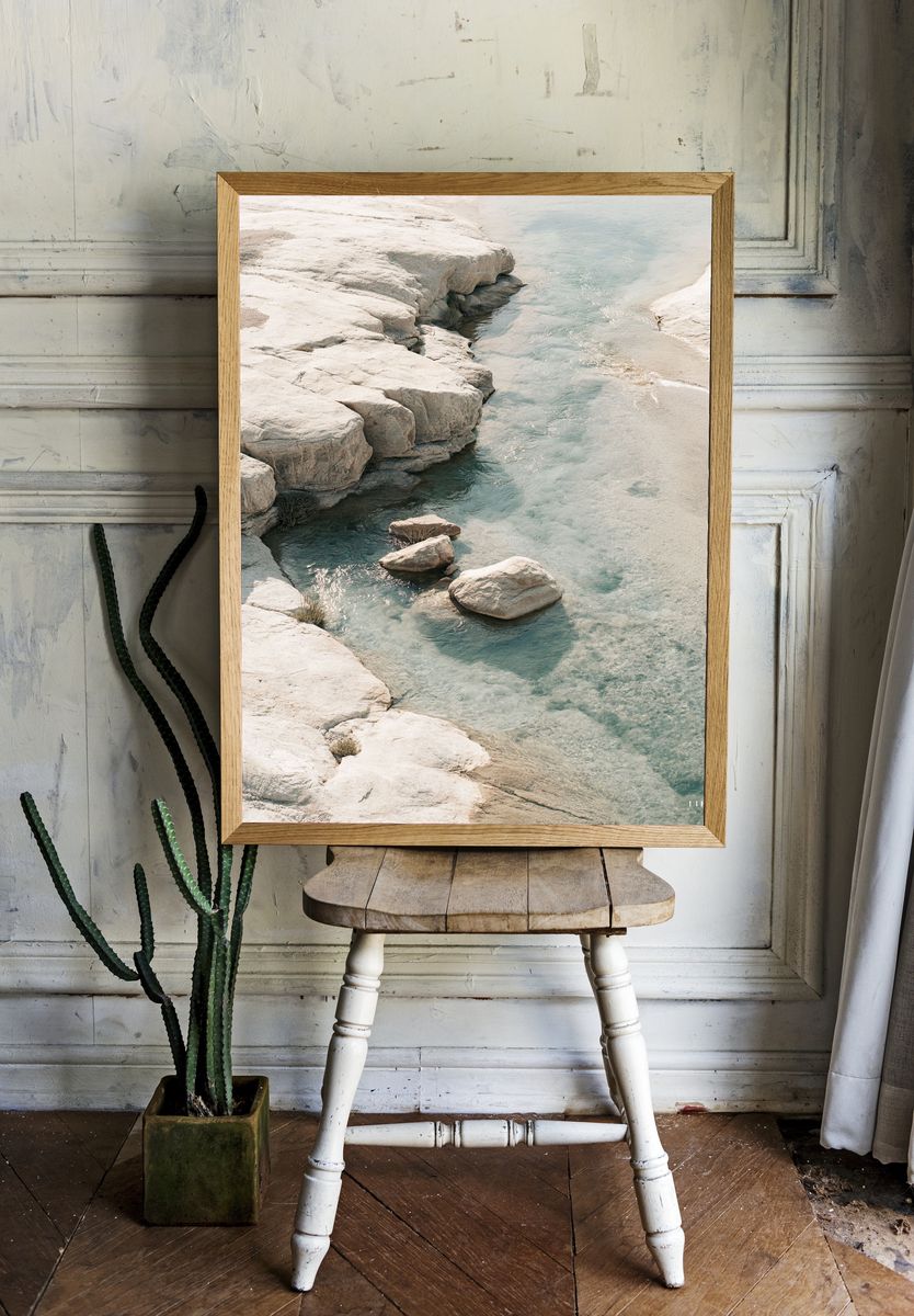 Serene River Rocks Photography Poster. room preview