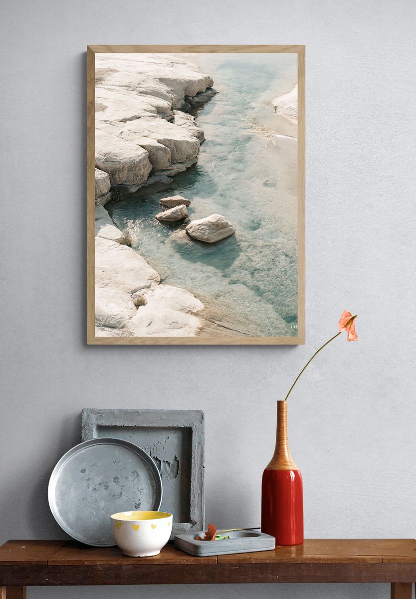 Serene River Rocks Photography Poster. — room view 3