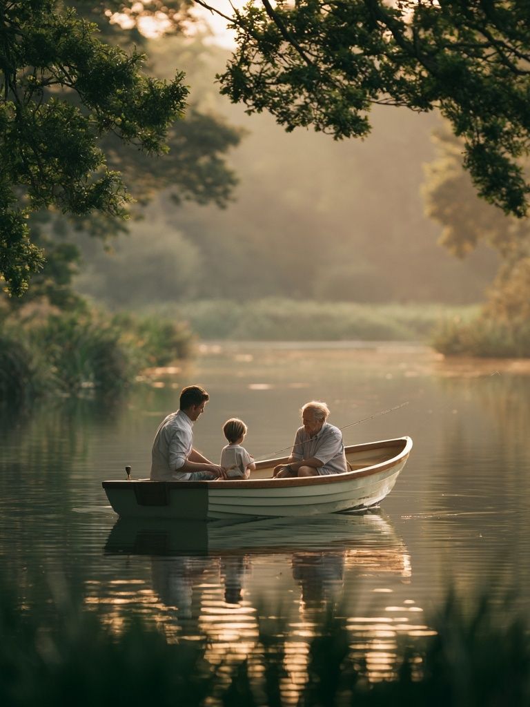 Quiet River Boat Scene Poster. poster detail