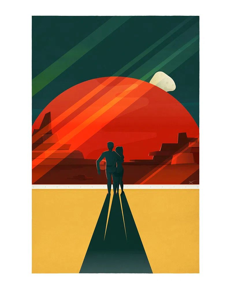 Couple on a Journey — Retro Print. poster — vintage art