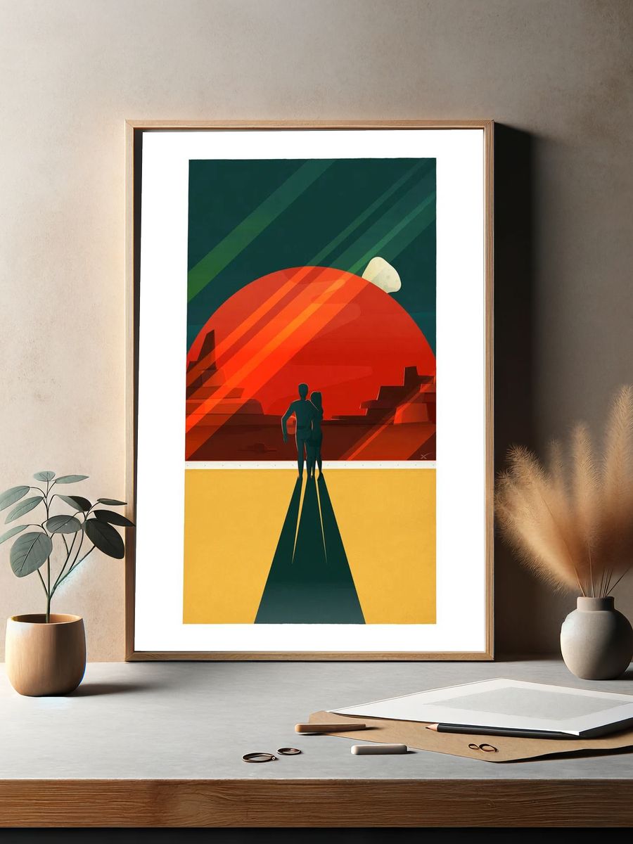 Couple on a Journey — Retro Print. — room view 2