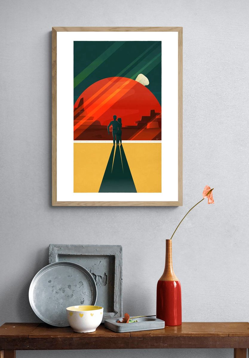 Couple on a Journey — Retro Print. — room view 3