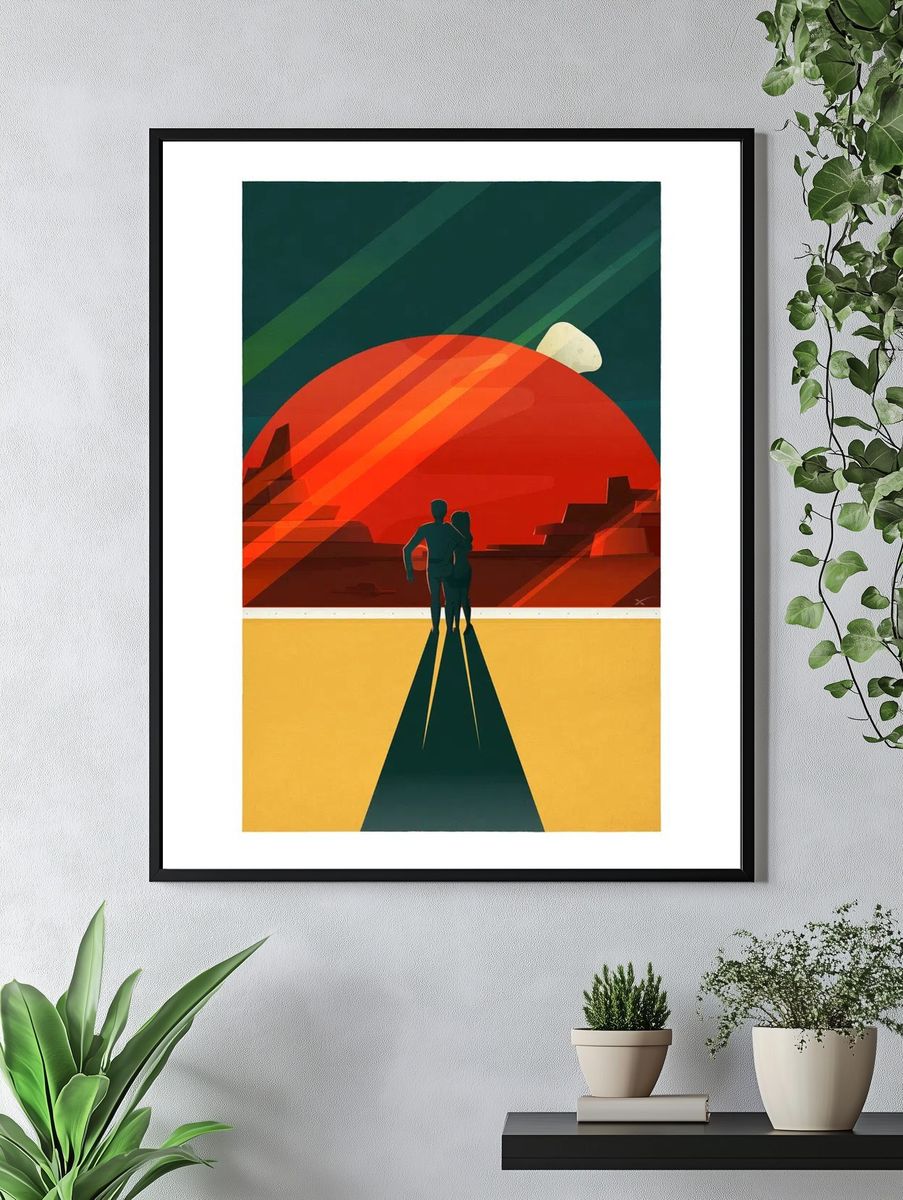 Couple on a Journey — Retro Print. — room view 4