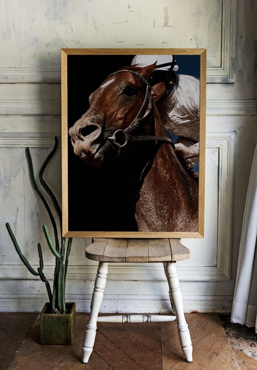 Racehorse Jockey Photography Poster. — room view 1