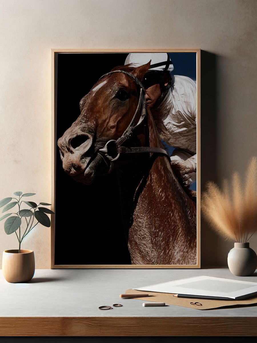 Racehorse Jockey Photography Poster. — room view 2